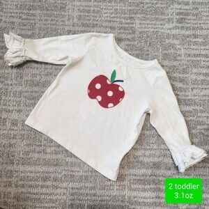 Kelly's Kids girls embroidered apple ruffle long sleeve top white size 2 toddler